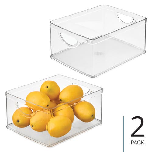 Idesign Stackable Pantry Storage Bin For Cabinets Or Fridge, Set Of 2, Clear, Made In Transparent