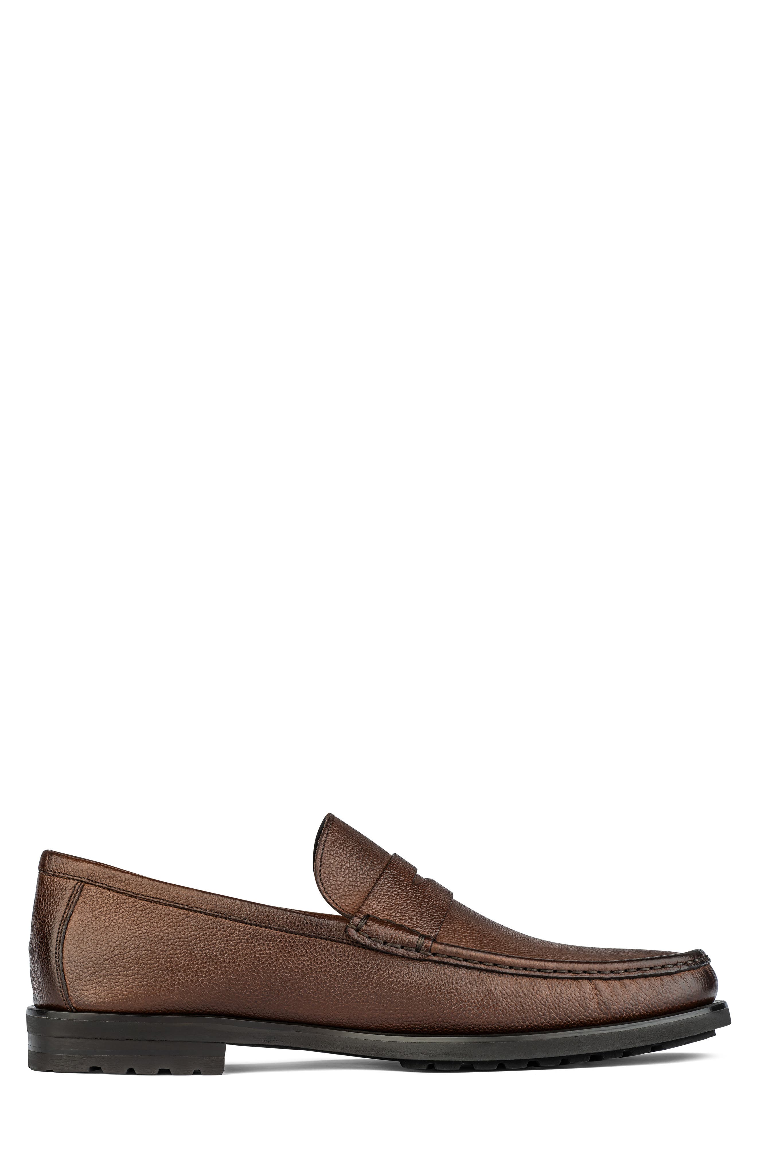 Fischer Leather Penny Loafer, Alternate, color, WINDSOR BRUCIATO