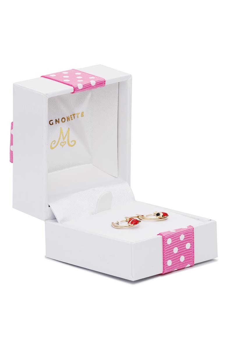 Mignonette 14K Gold Ladybug Hoop Earrings, Alternate, color, Gold