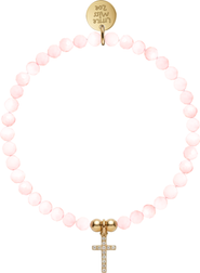 Little Miss Zoe Cubic Zirconia Cross Charm Semi-Precious Gemstone Bracelet