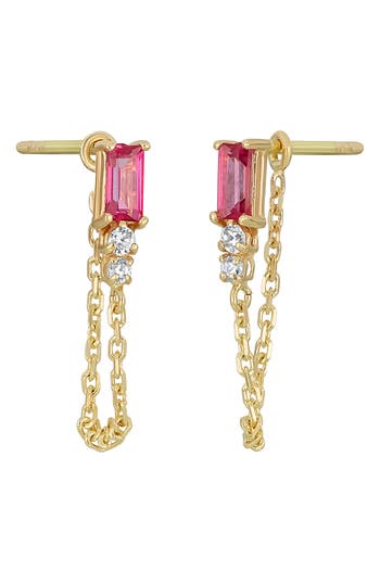Bony Levy Pink Topaz & Diamond 14k Gold Chain Drop Earrings In Multi