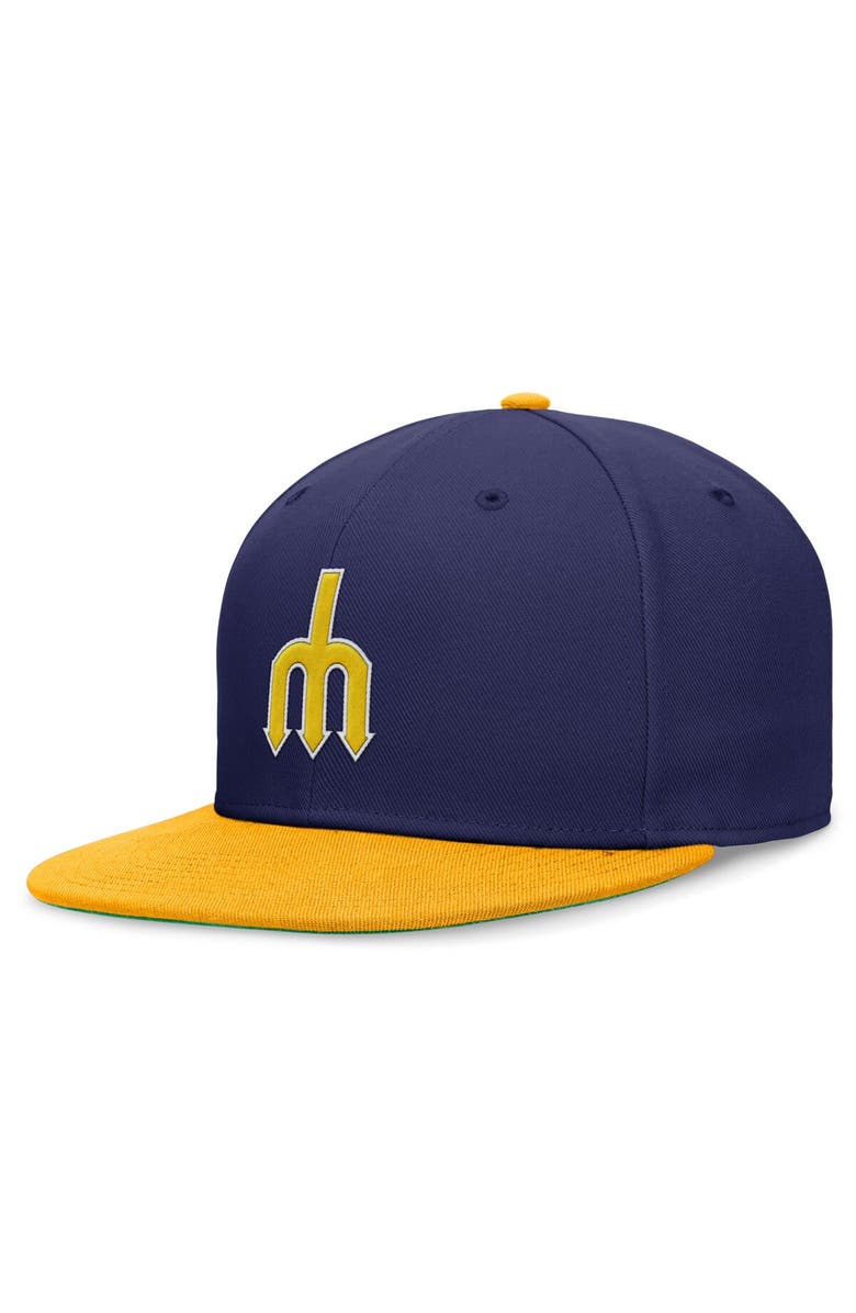 Nike Men's Nike Royal/Gold Seattle Mariners Rewind Cooperstown True Performance Fitted Hat, Main, color, 