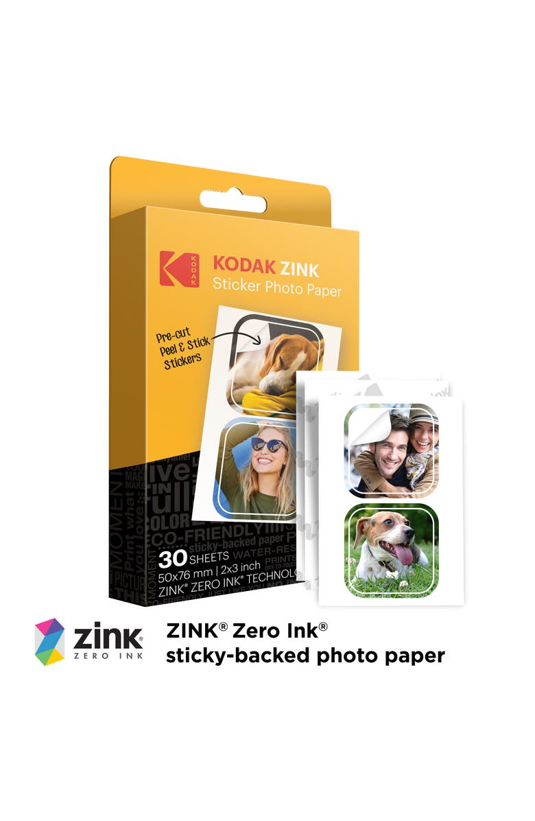 Kodak 2x3 inch Pre-Cut Sticker Photo Paper, Alternate, color, White