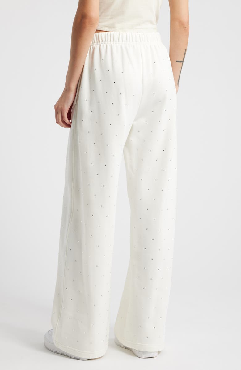 Good American Crystal Wide Leg Sweatpants, Alternate, color, Cloud White001