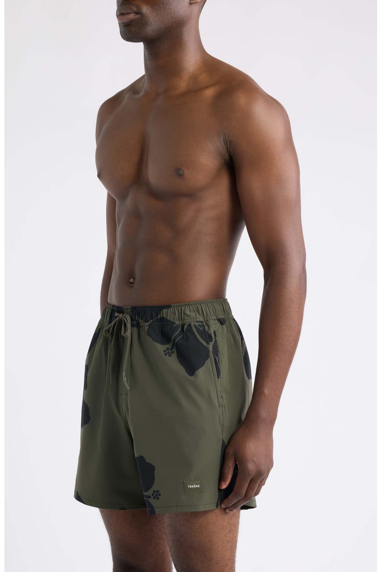 Print Day Swim Trunks, Alternate, color, GREEN