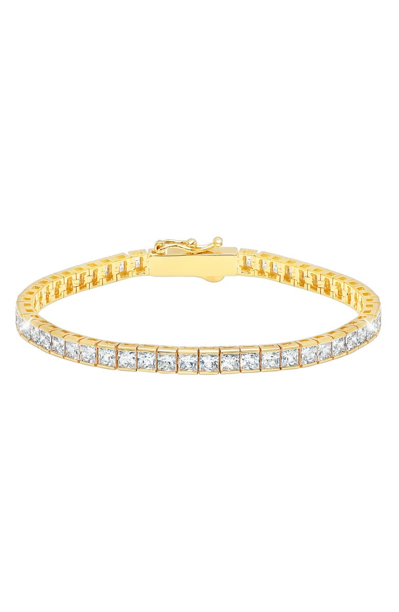 Crislu Princess Cubic Zirconia Tennis Bracelet, Main, color, Gold