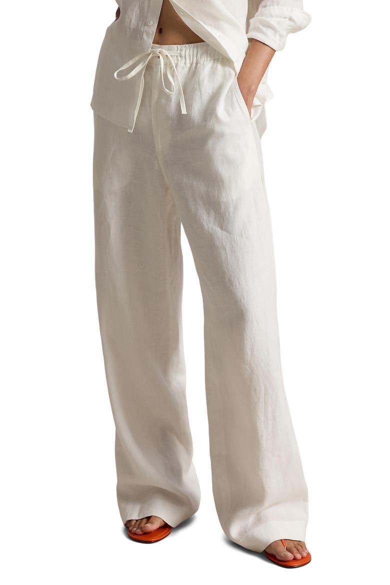 Linen Drawstring Pants, Main, color, NEVIS