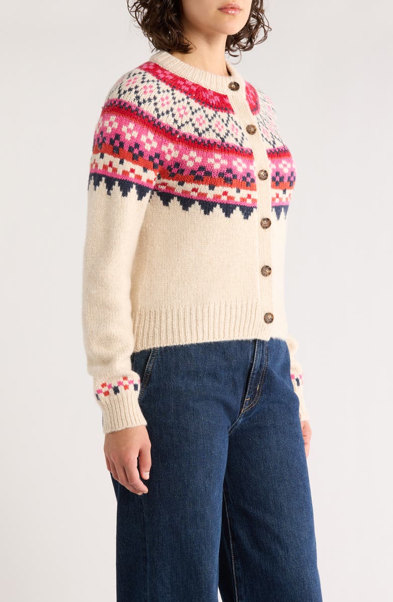 Marine Layer Fiorella Fair Isle Cardigan, Alternate, color, Warm Fair Isle