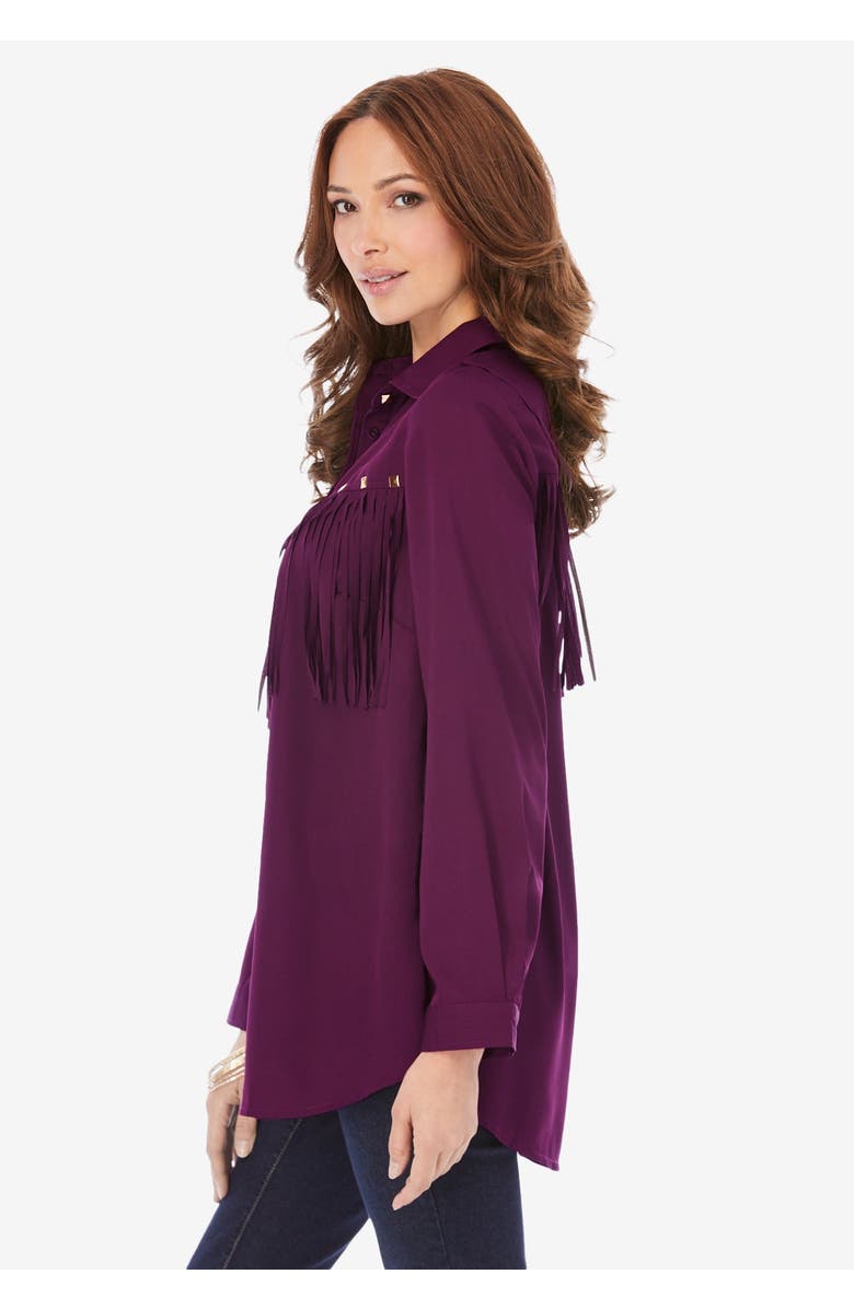 Roaman's Fringe Big Shirt, Alternate, color, Black