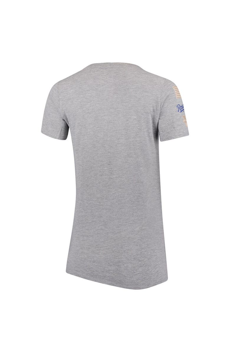 Nike Kansas City Royals Nike Women's Armed Forces Tri-Blend V-Neck T-Shirt - Heather Gray, Alternate, color,