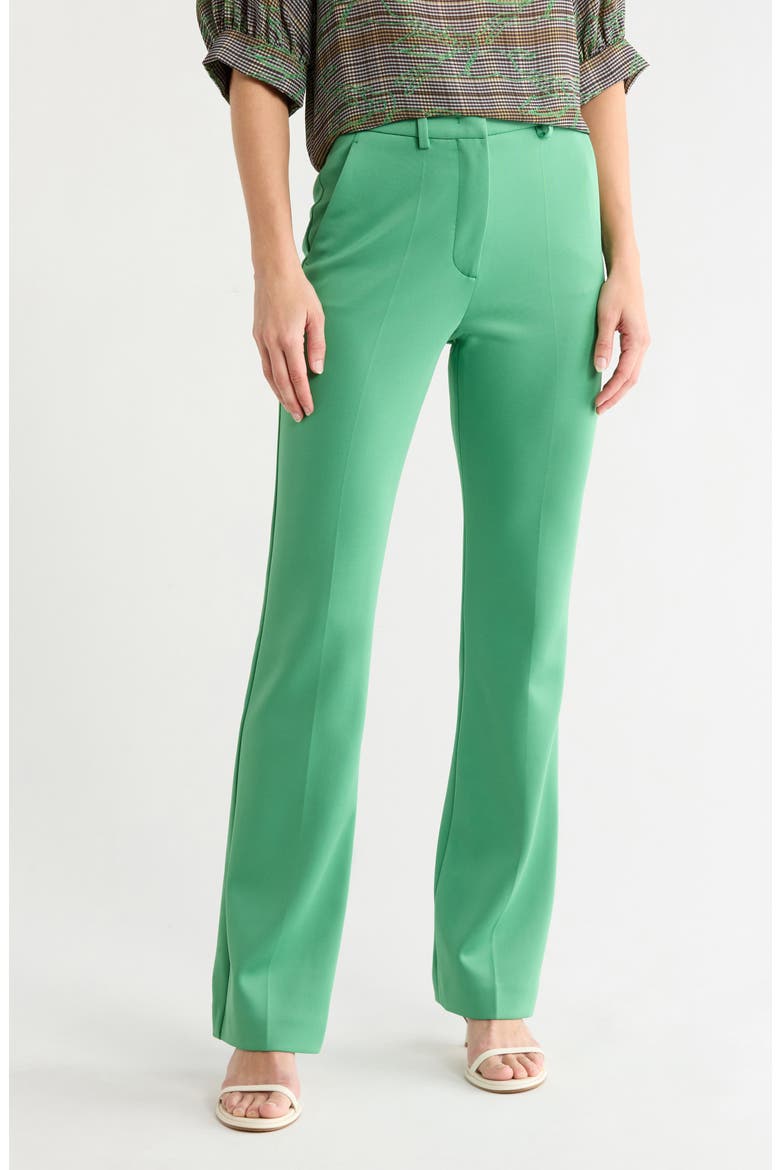 Flat Front Straight Leg Trousers, Main, color, GREEN