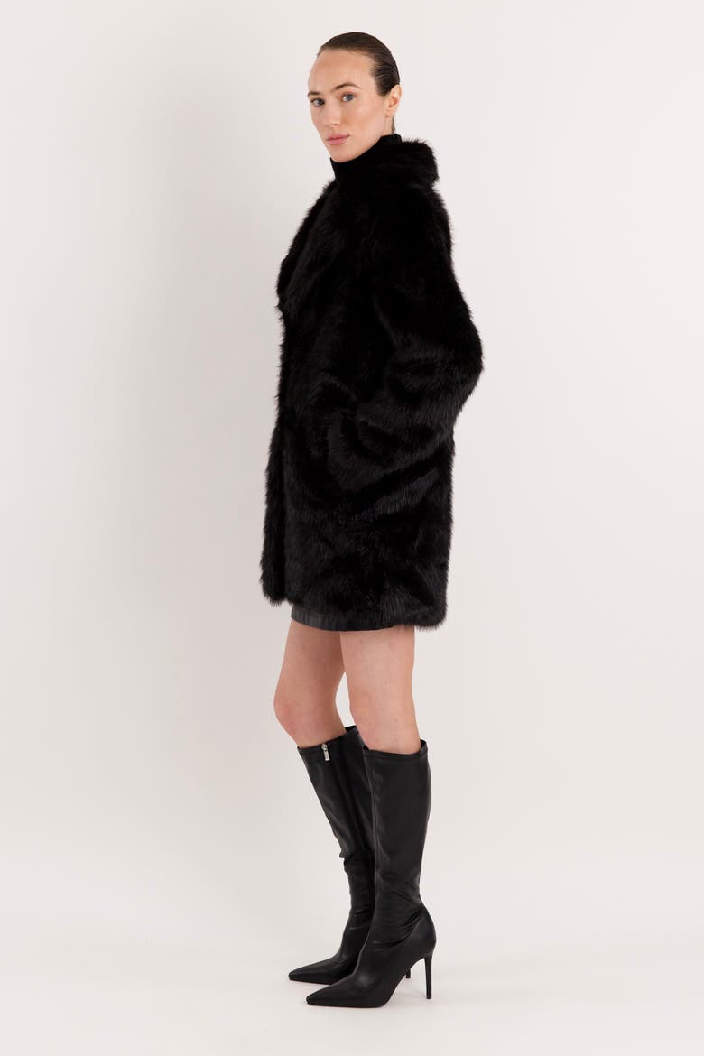 Mid-Length Faux Fur Coat, Alternate, color, Black