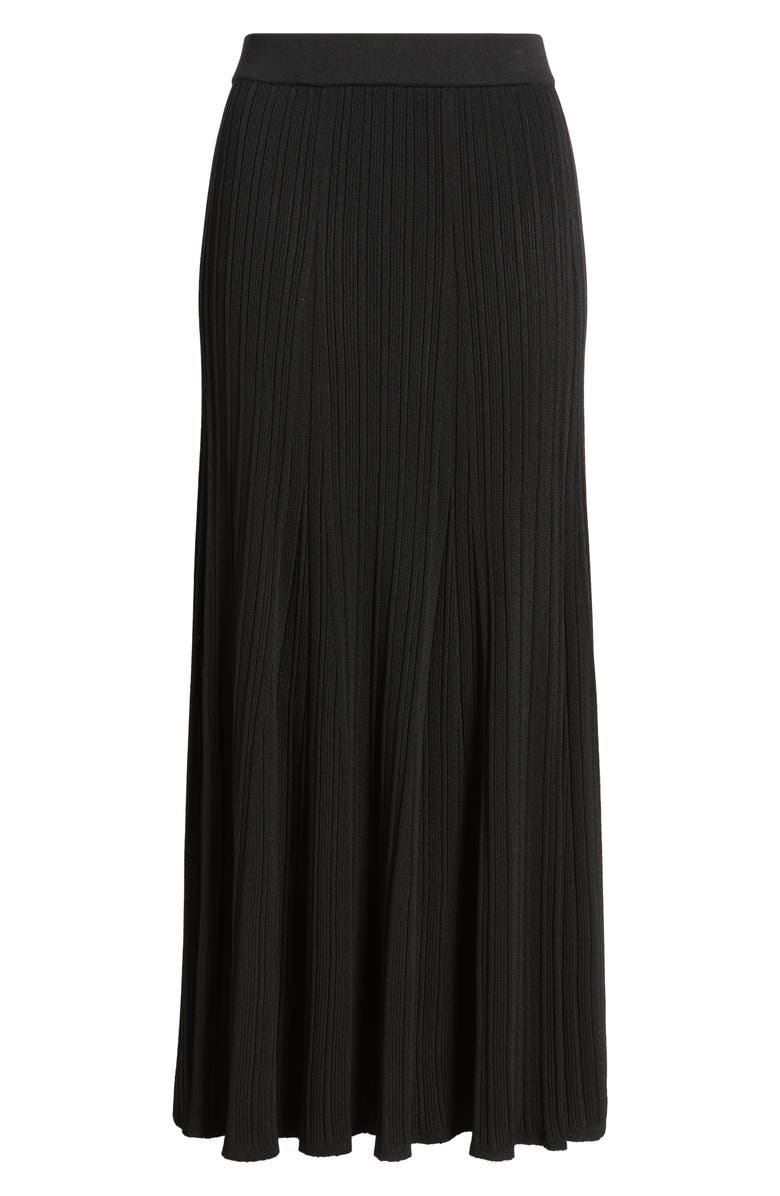 Misook Rib Flare Midi Skirt, Alternate, color,