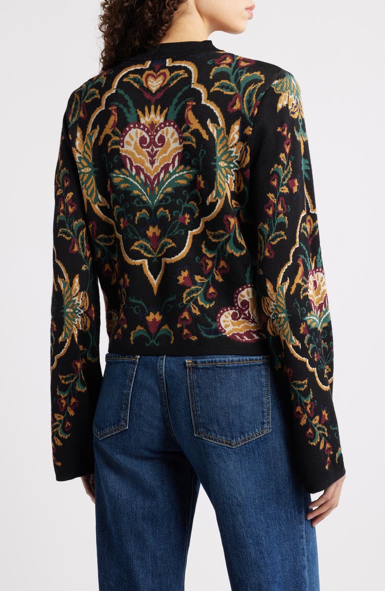FARM Rio Majestic Hearts Knit Cardigan, Alternate, color, Black
