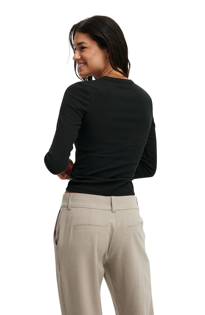 Cotton On Women's Ryan Henley Long Sleeve, Alternate, color, Black