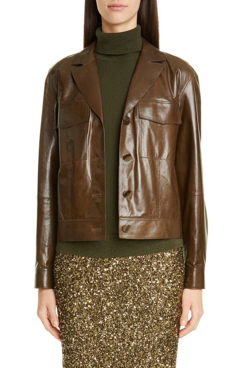 Lafayette 148 New York Theodosia Leather Jacket, Main, color,