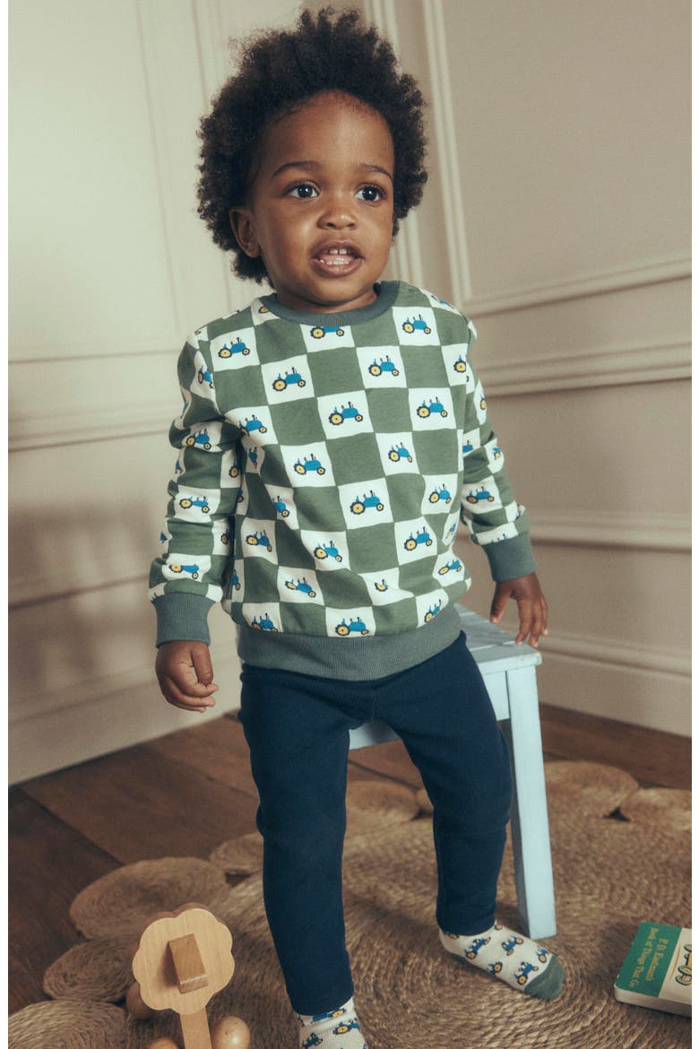 Kids' Sweatshirt & Leggings 2-Piece Set, Alternate, color, GREEN CHECK TRACTORS