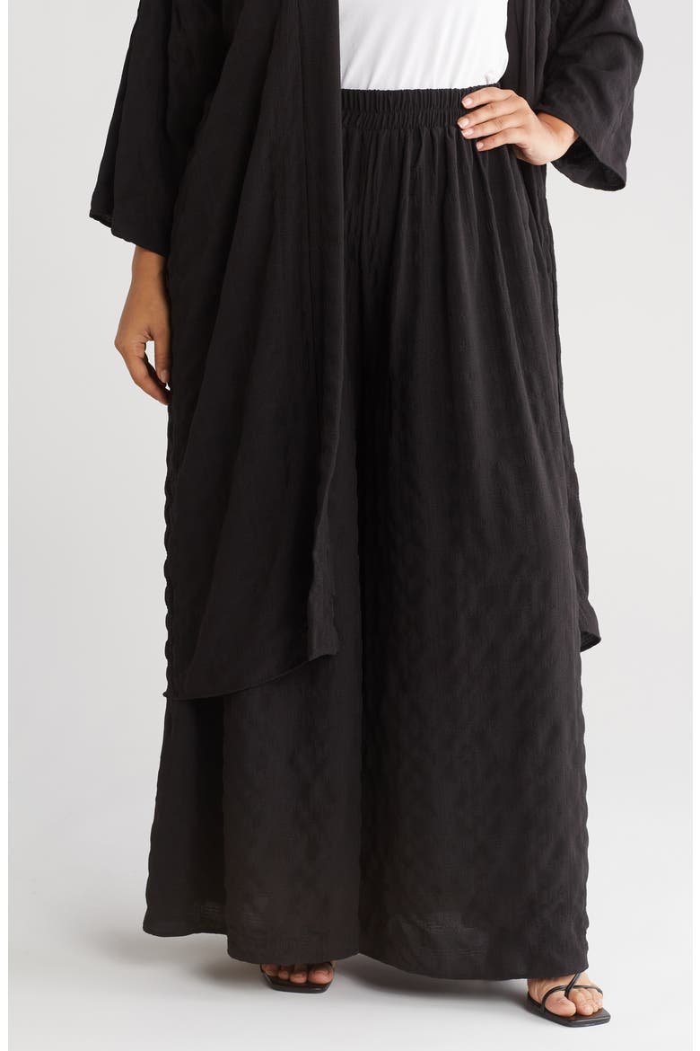 Textured Ankle Wide Leg Pants, Main, color, BLACK