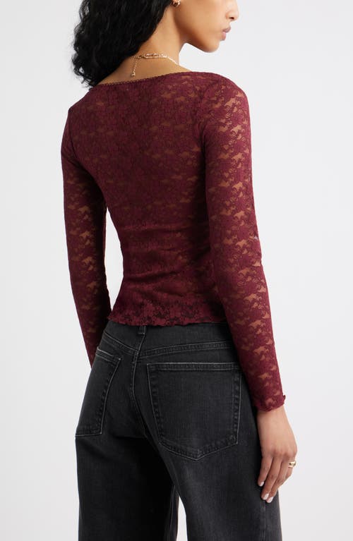 Bp. Pretty Lace Top In Burgundy