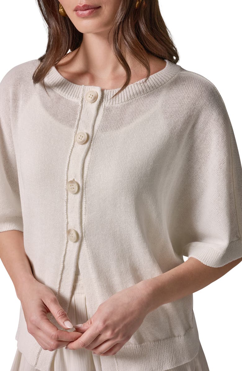 Donna Karan New York Easy Short Sleeve Cardigan, Alternate, color, Sandstone
