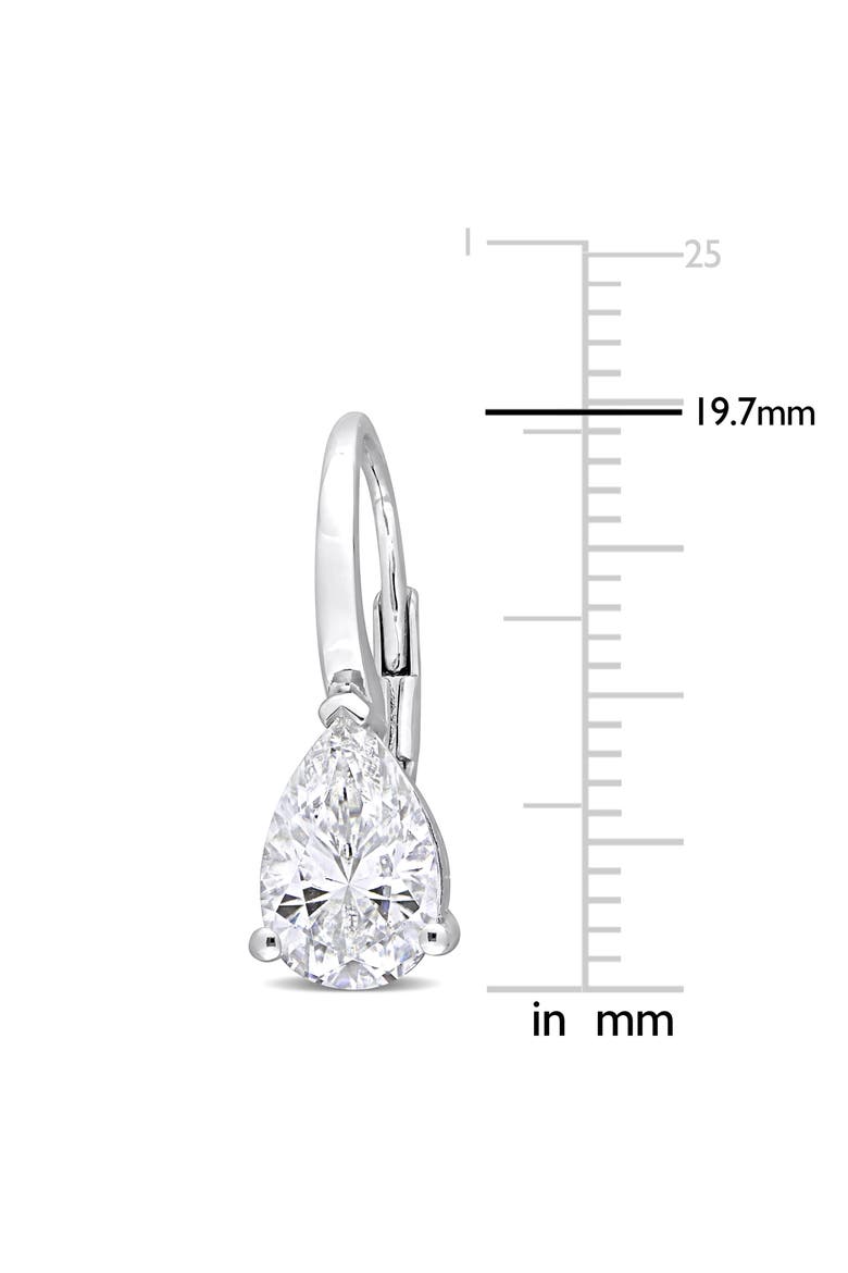 Pear Cut Created Moissanite Lever Back Earrings, Alternate, color, WHITE