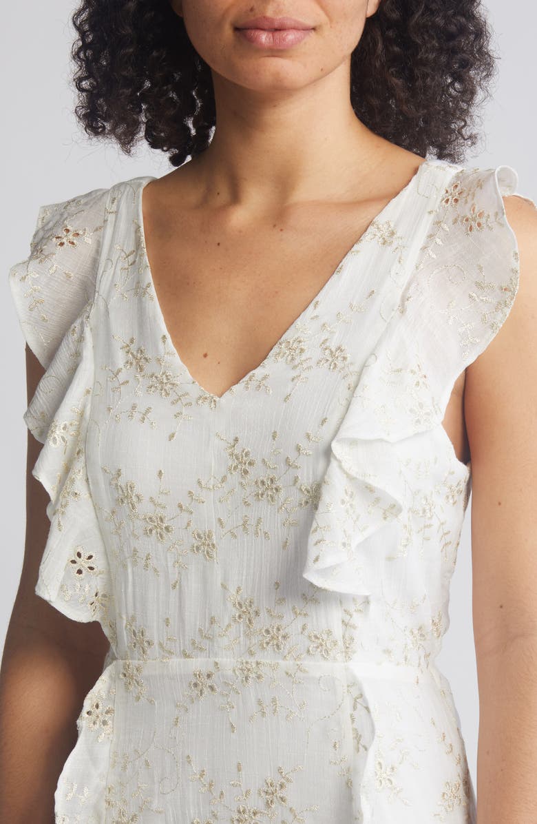 Julia Jordan Ruffle Flutter Sleeve Eyelet Dress, Alternate, color, 