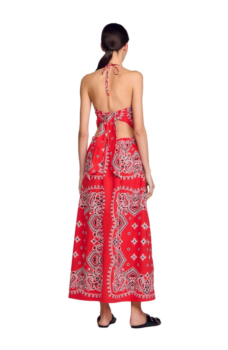 SANDRO Bandana-print maxi dress, Alternate, color,