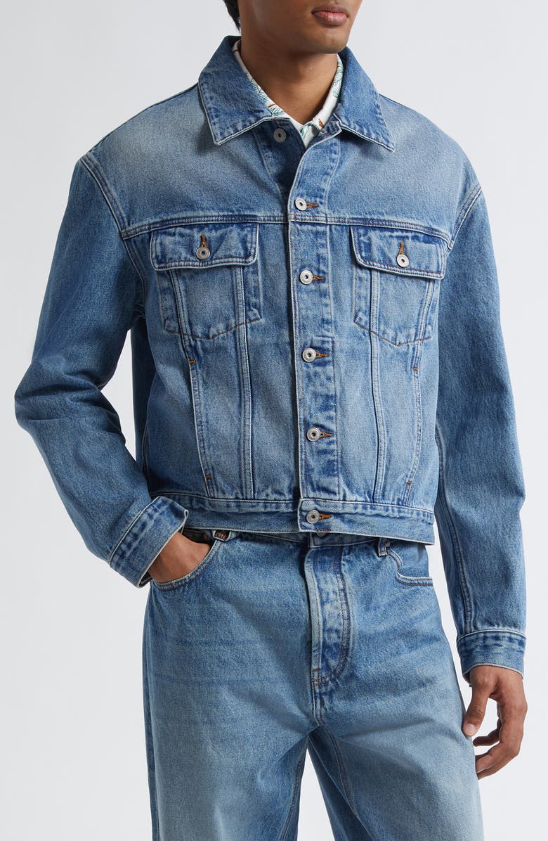 Jacquemus La Veste de-Nîmes Denim Trucker Jacket, Main, color, Blue/ Tabac
