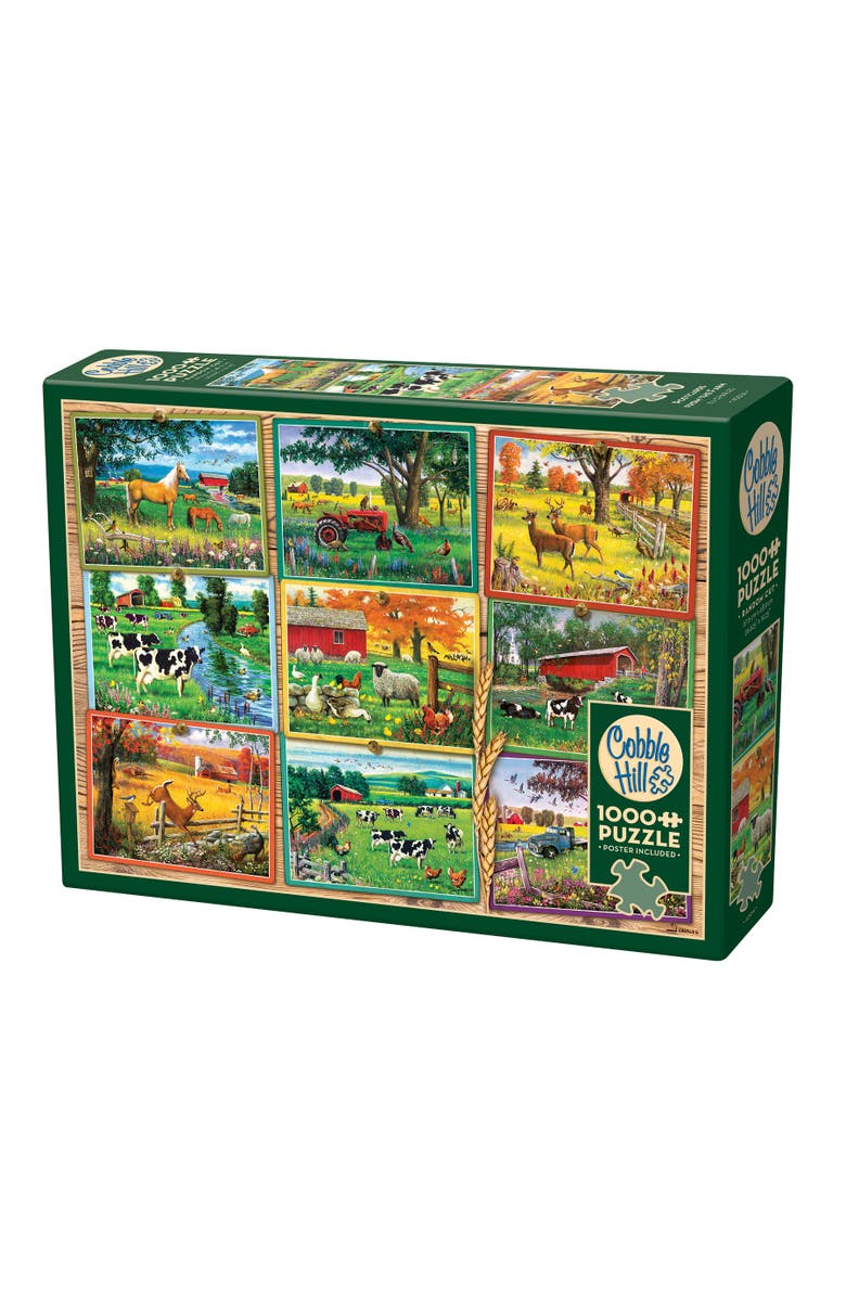 Cobble Hill 1000 Piece Puzzle Postcards From The Farm Reference Poster, Main, color, Multicolored