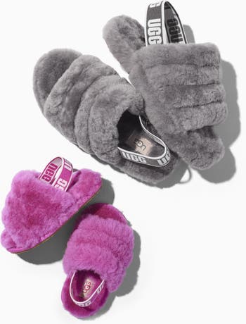 新品☆UGG☆W FLUFF SLIDE Ⅱ　24cm UGG Women's Fluff Yeah Slide Slipper Charcoal, Shearling