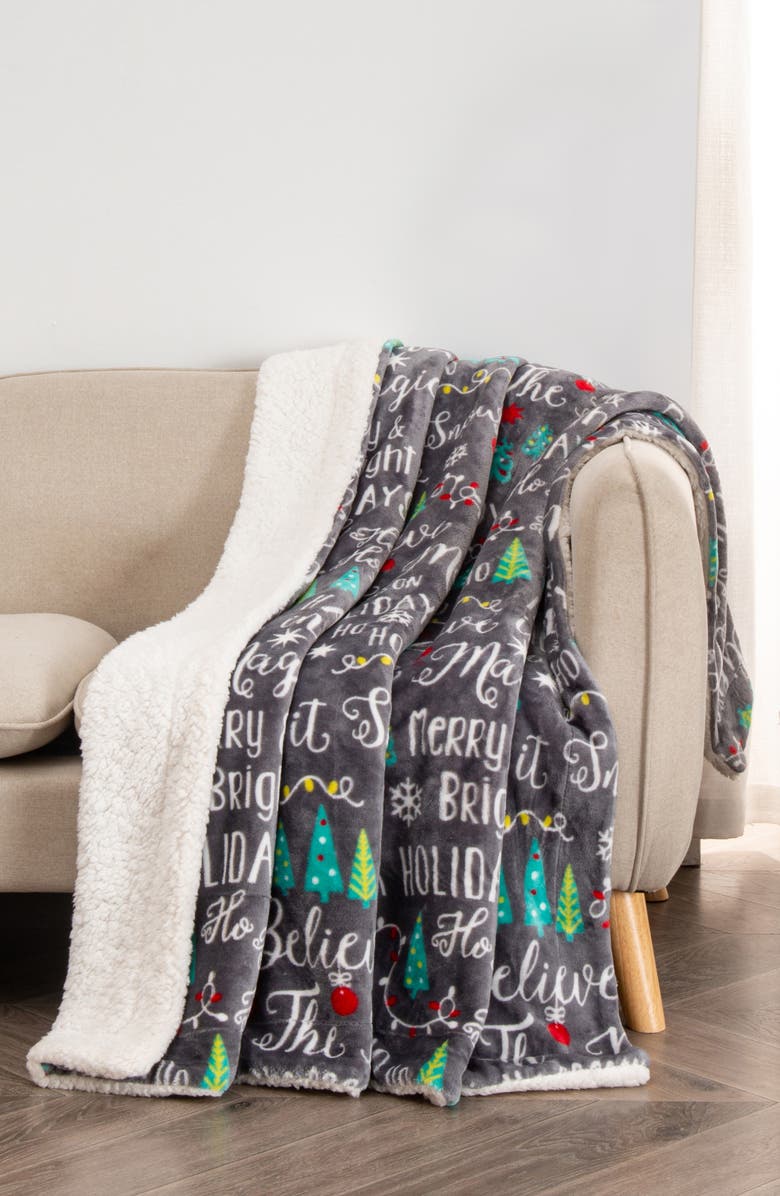 Woven & Weft Holiday Printed Throw Blanket, Alternate, color, Believe Magic