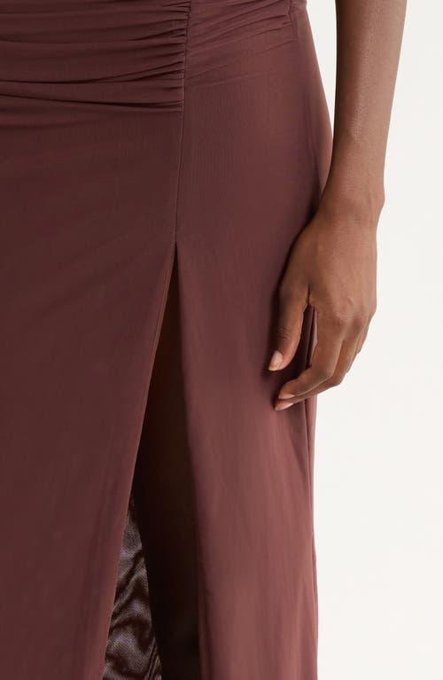 House Of Cb Lini Sleeveless Mesh Maxi Cocktail Dress In Burgundy