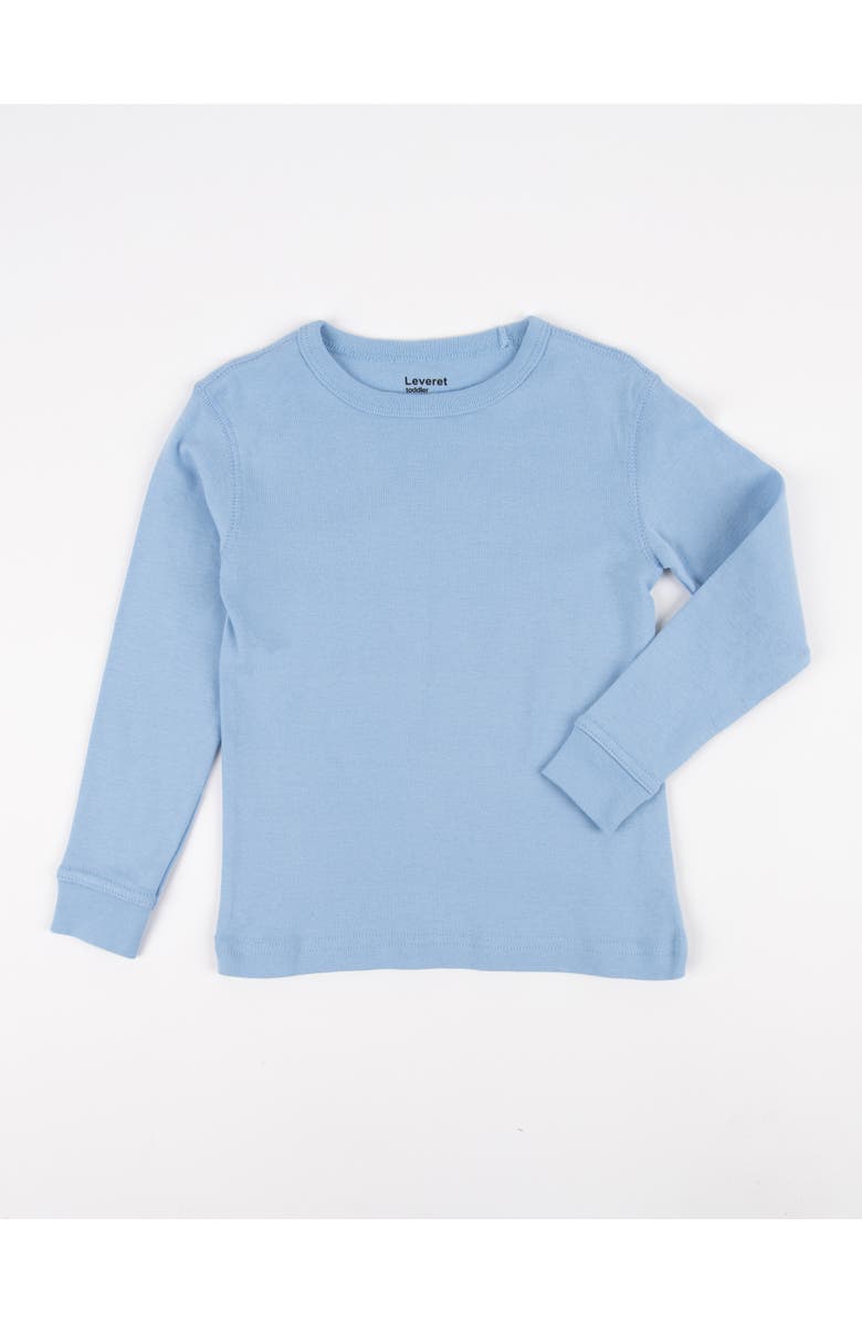 Leveret Kids Long Sleeve T-Shirt, 100% Cotton, Solid Colors, Alternate, color, Light Blue