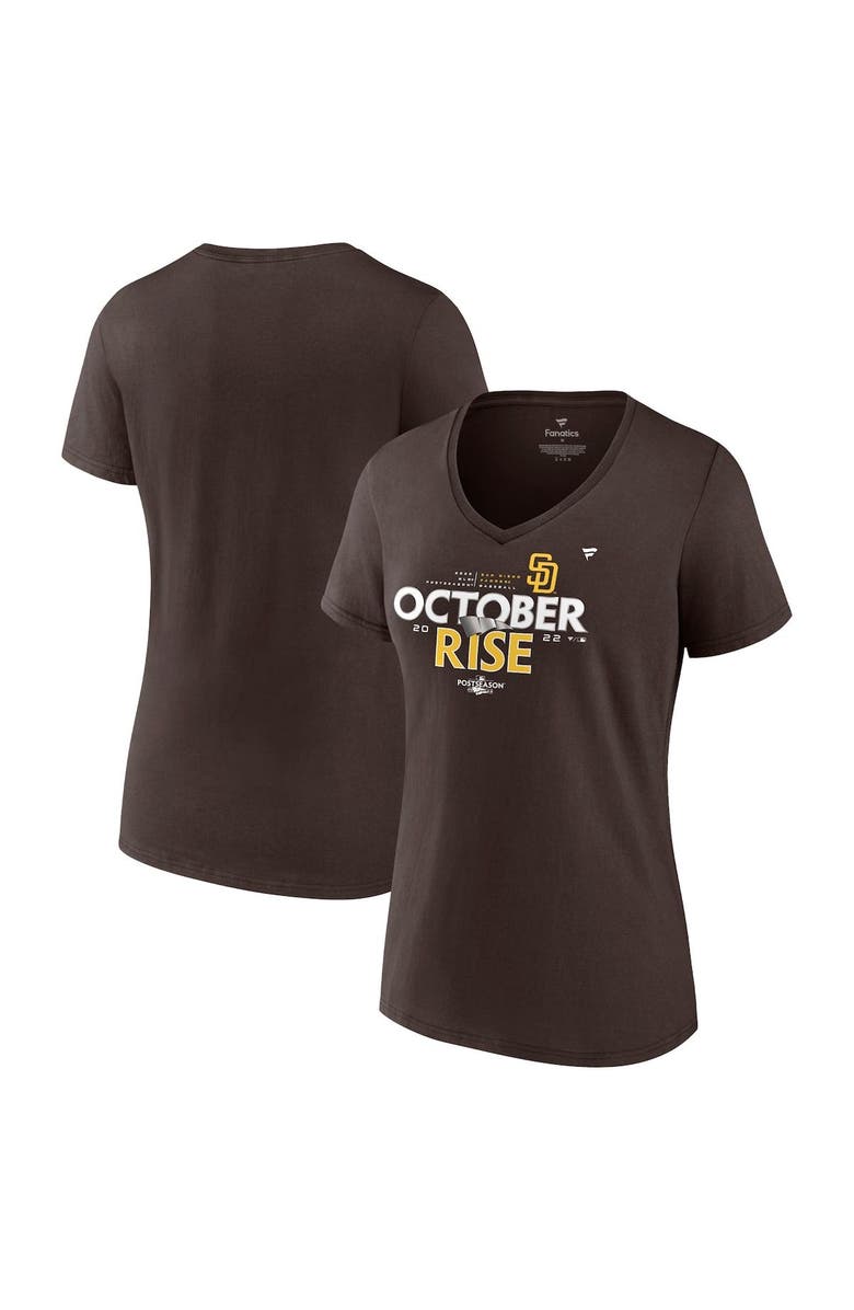 FANATICS Women's Fanatics Branded Brown San Diego Padres 2022 Postseason Plus Size V-Neck T-Shirt, Main, color,