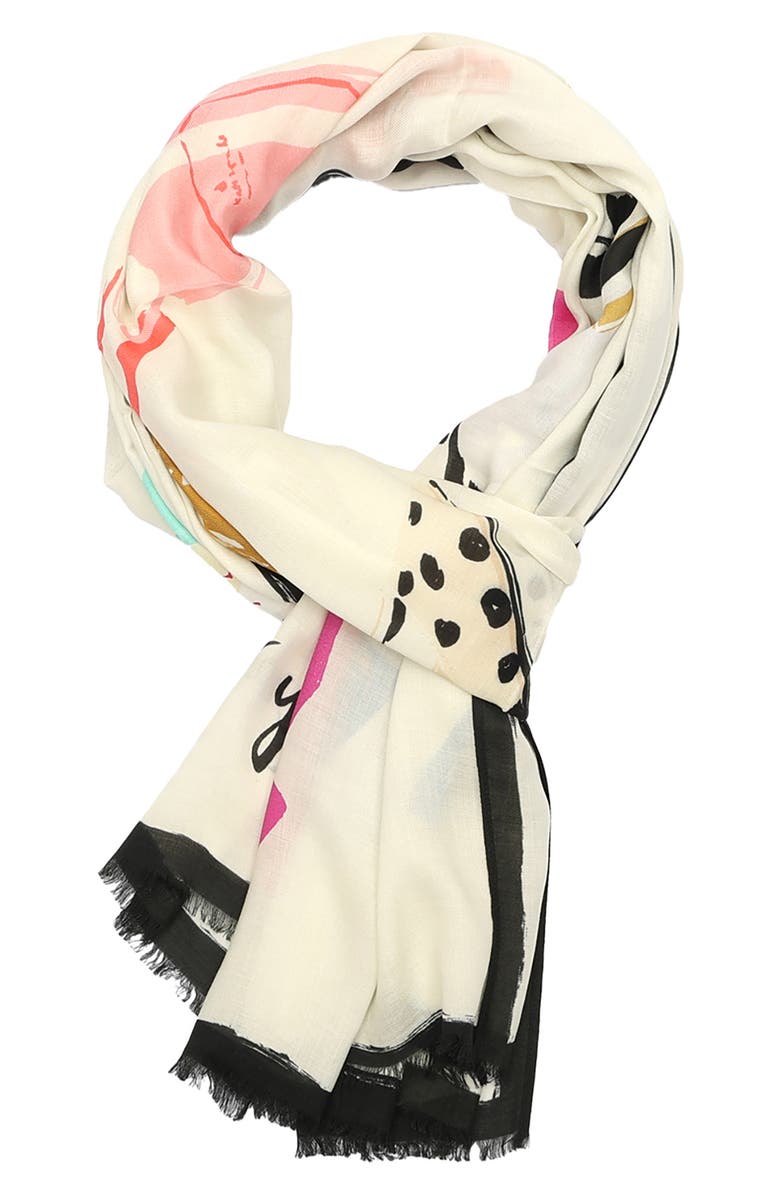 Kate Spade New York things we love oblong scarf, Alternate, color, Cream
