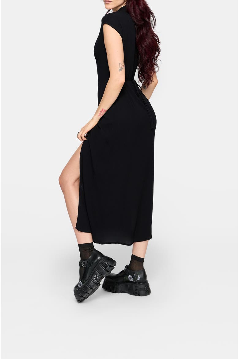 Kirya Tie Back Midi Dress, Alternate, color, Black