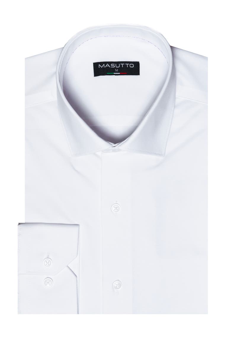 Lior 8 way Stretch Knit Solid Button-Up Long Sleeve Shirt, Main, color, White