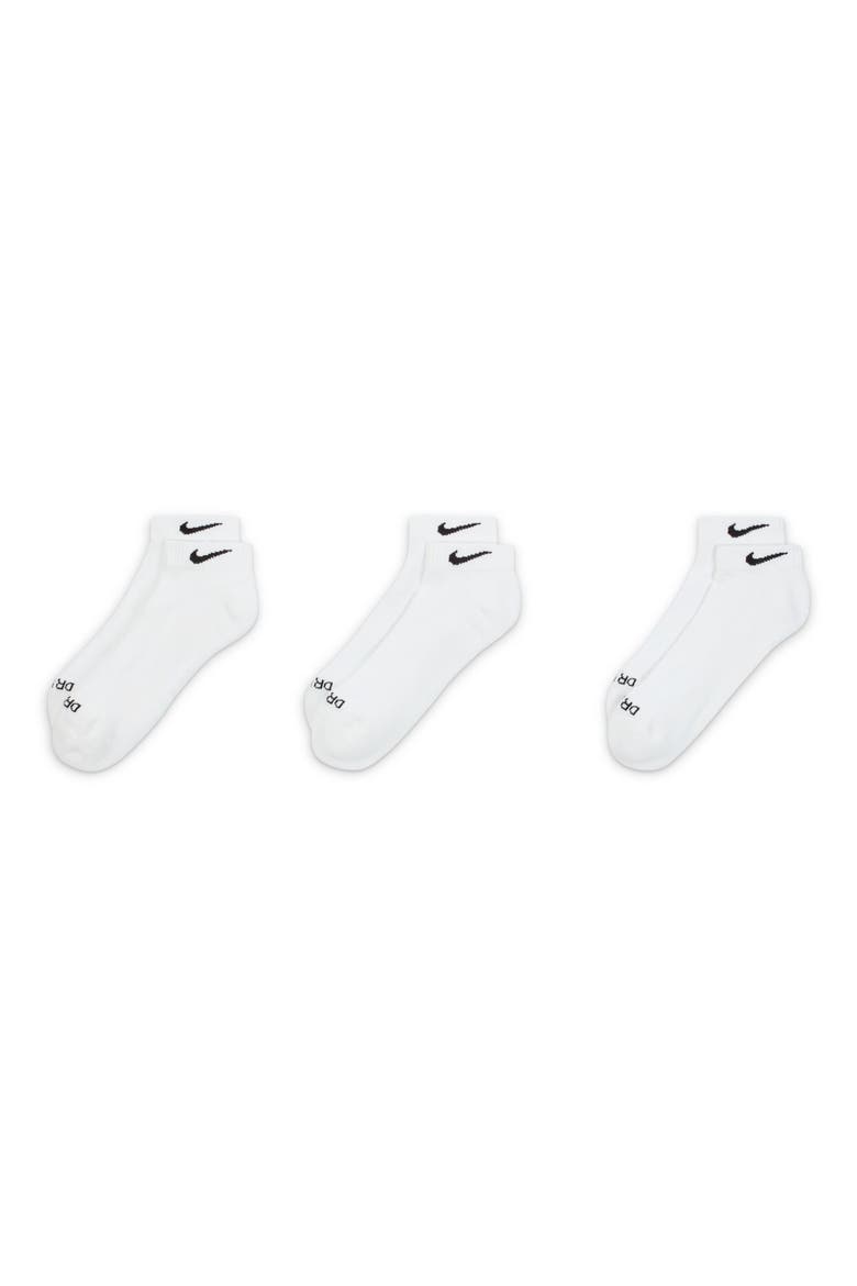 Kids' 3-Pack Cushioned Ankle Socks, Main, color, WHITE/ BLACK