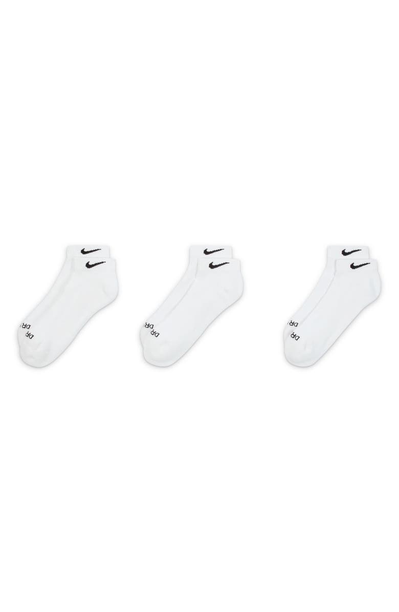 Nike Kids' 3-Pack Cushioned Ankle Socks, Main, color, White/ Black