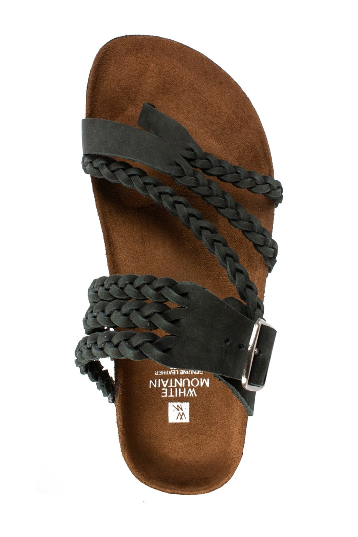 White Mountain Footwear Hayleigh Braided Leather Footbed Sandal, Alternate, color, Black/Nubuck