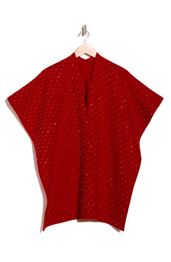 Tasha Stone Knit Ruana In Red
