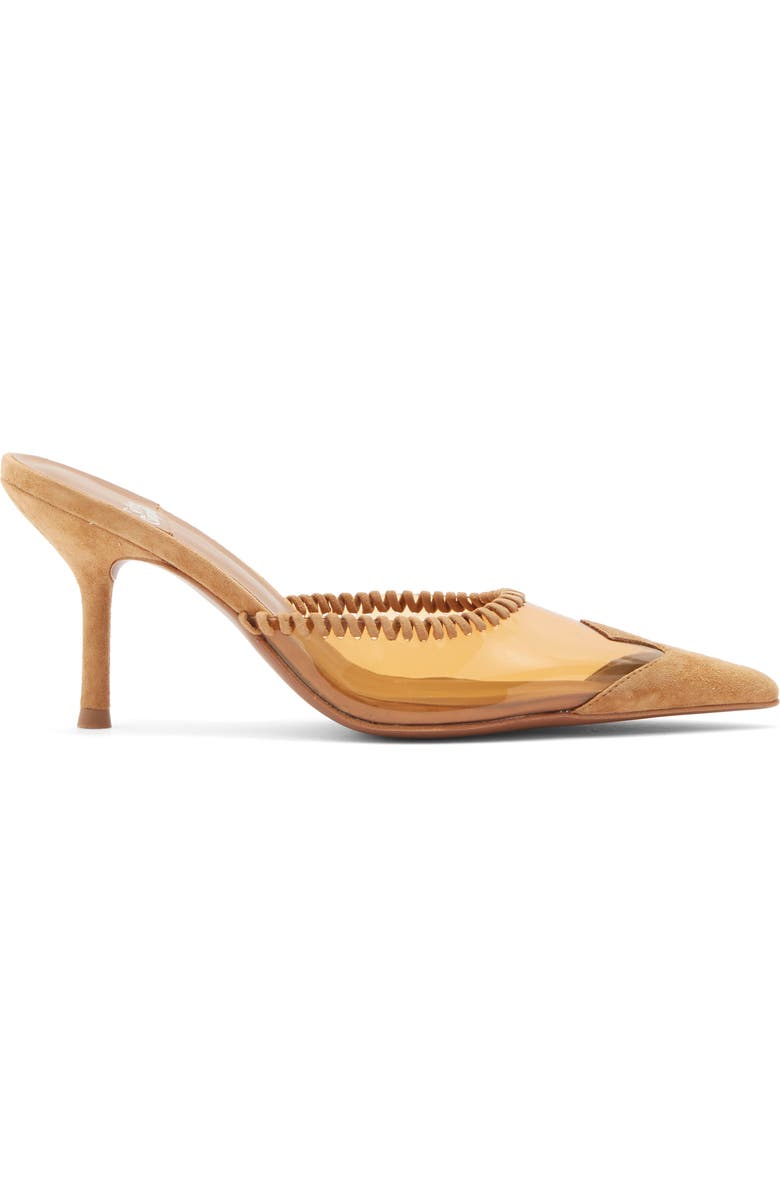 Jeffrey Campbell Partnerz Clear Cap Toe Mule, Alternate, color, Tan Suede Combo
