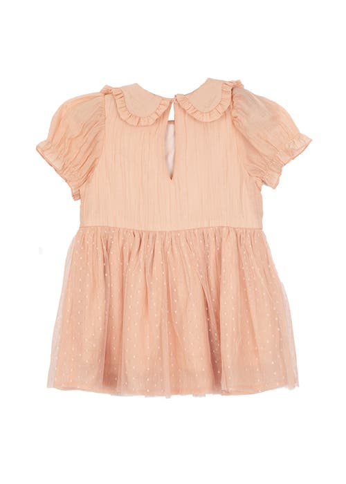 Isobella & Chloe Pitter Patter Pink Puff Sleeve Dress In Brown