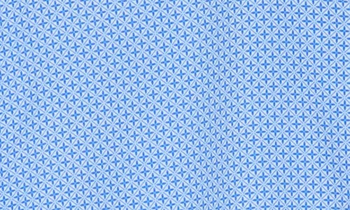 Soul Of London Geometric Short Sleeve Button-up Shirt In Royal Blue