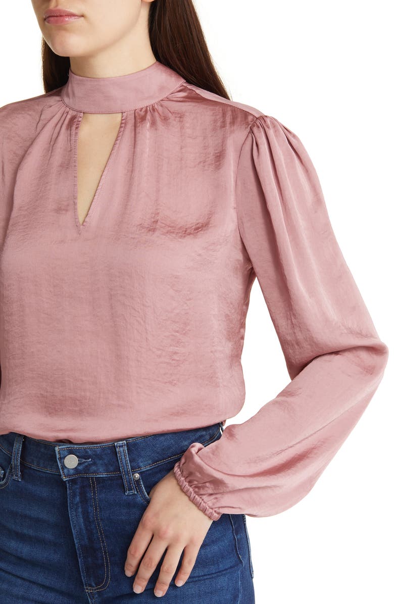 PAIGE Cerrita Keyhole Satin Blouse, Alternate, color, 