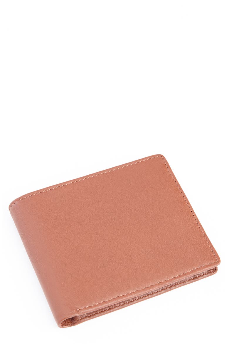 RFID Leather Trifold Wallet, Main, color, TAN