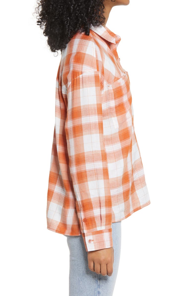 BP. High/Low Plaid Button-Up Shirt, Alternate, color,