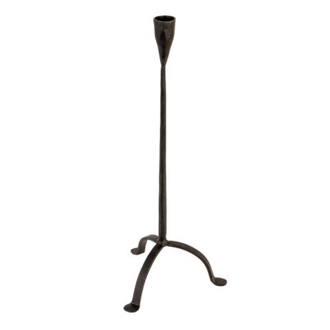16"h Hand-forged Cast Metal Footed Taper Holder, Black