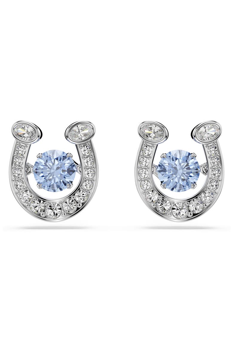 Symbolica Horseshoe Stud Earrings, Alternate, color, BLUE/ SILVER