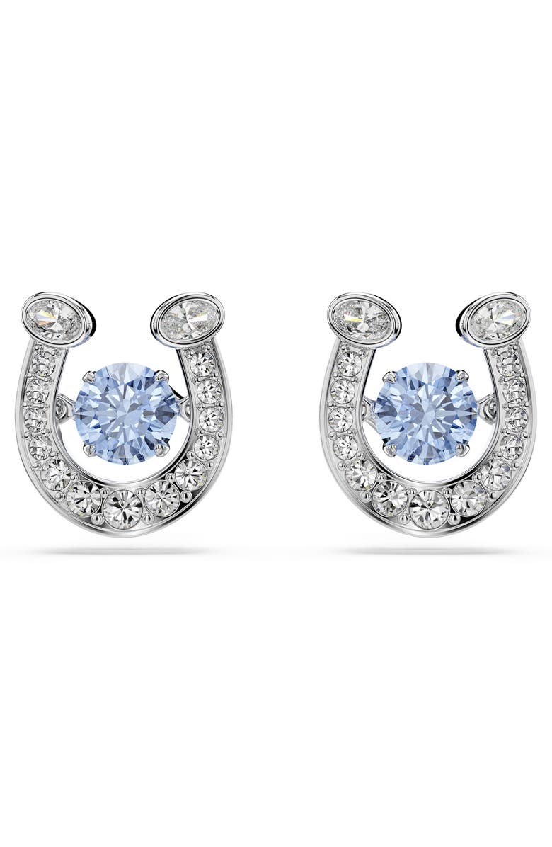 Swarovski Symbolica Horseshoe Stud Earrings, Alternate, color, Blue/ Silver